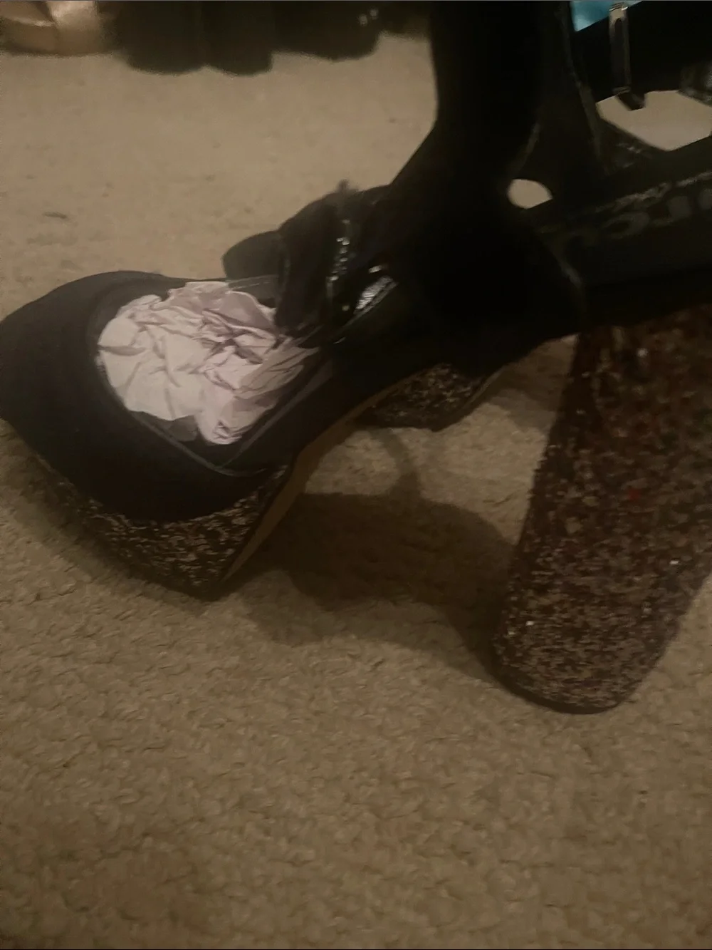 SAM EDELMAN black platform heels GLITTER Strappy sandals 10 party birthday cosmo